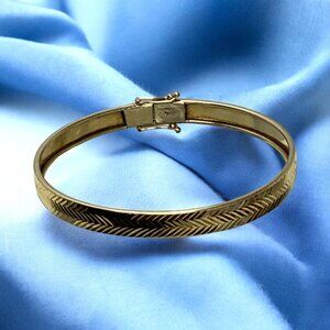 Vintage Turkey Gold Vermeil Layered 925 Sterling Silver‎ Bangle Bracelet